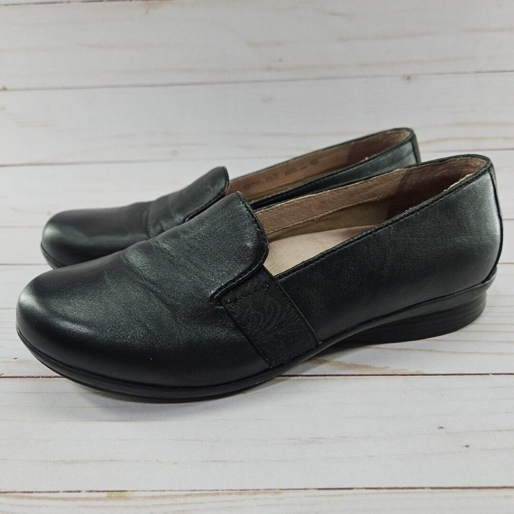 Dansko Womens EU 37 Size 6.5 Size 7 Addy Black Leather Comfort Slip‎ On Shoes